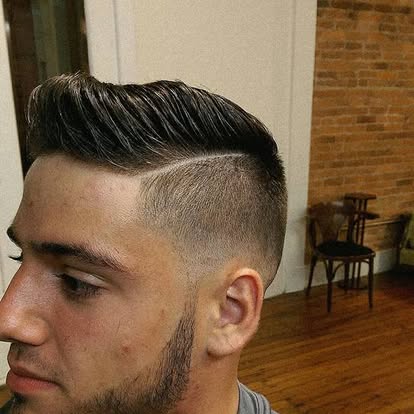 Side-part haircut with a clean fade